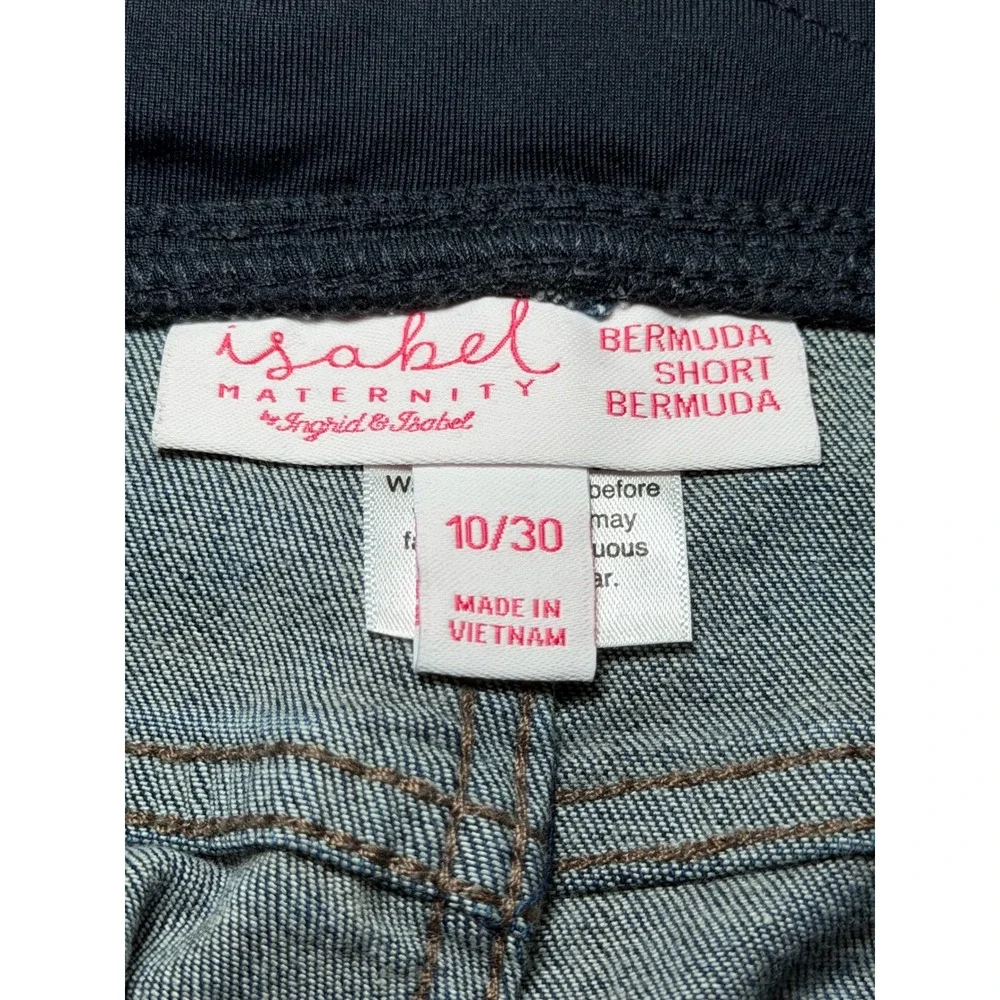 Isabel Maternity Bermuda Short Denim Blue 10/30 Over Belly Pregnancy Jean Shorts